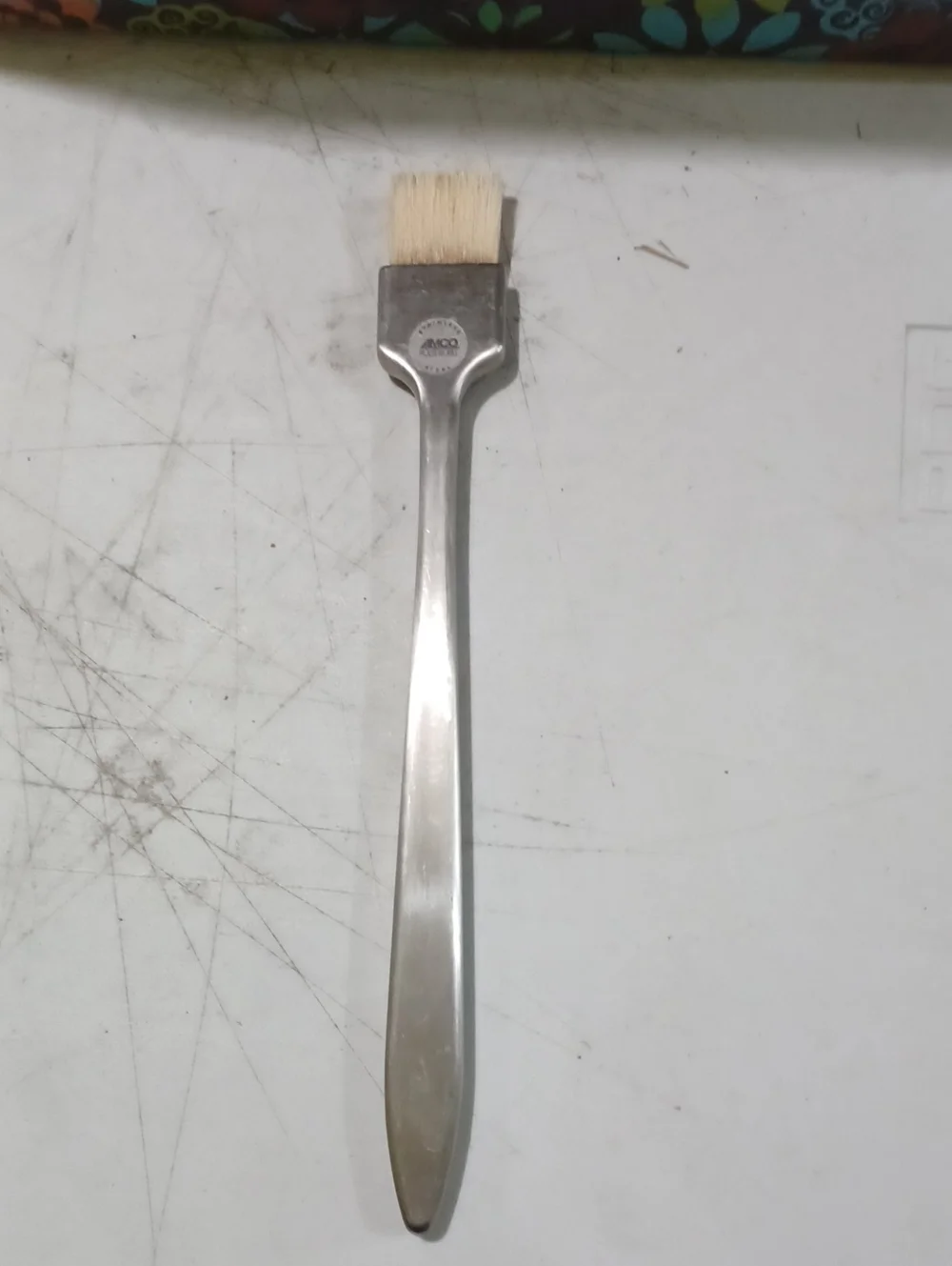 Stainless Steel Basting Brush with Natural Bristles - Silver